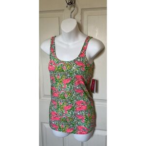 Lilly Pulitzer Tabbie Tank Top Resort White Hot Wings Flamingo Womens XS NWT